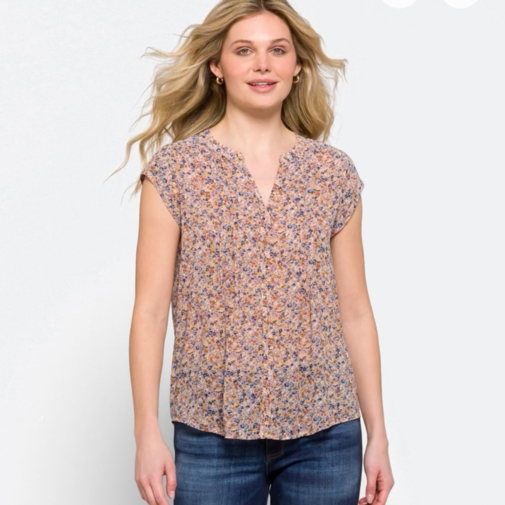 Chic Floral Cap Sleeve Blouse